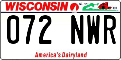 WI license plate 072NWR