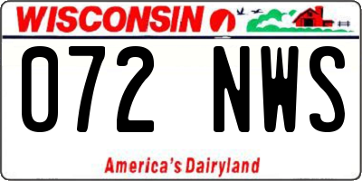 WI license plate 072NWS