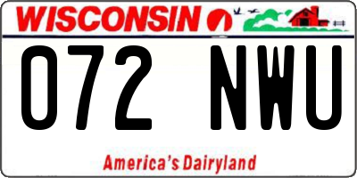 WI license plate 072NWU