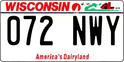 WI license plate 072NWY