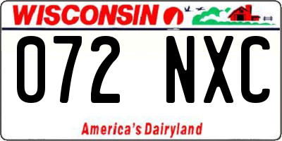 WI license plate 072NXC