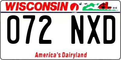 WI license plate 072NXD