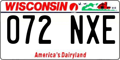 WI license plate 072NXE