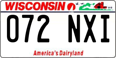 WI license plate 072NXI