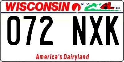 WI license plate 072NXK