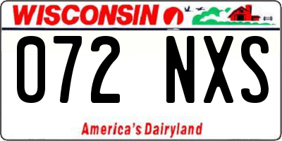 WI license plate 072NXS