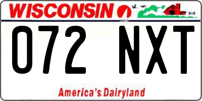 WI license plate 072NXT
