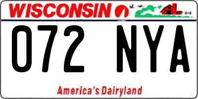 WI license plate 072NYA