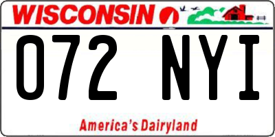 WI license plate 072NYI