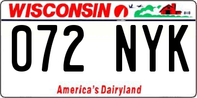 WI license plate 072NYK