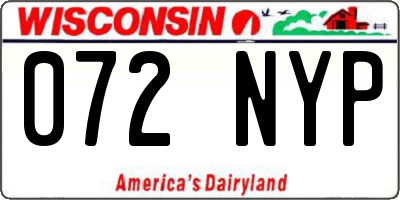 WI license plate 072NYP
