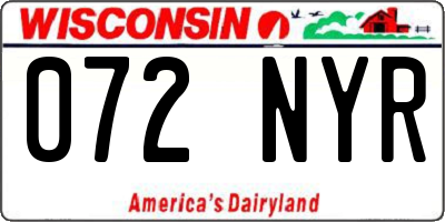 WI license plate 072NYR