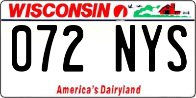 WI license plate 072NYS