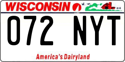 WI license plate 072NYT