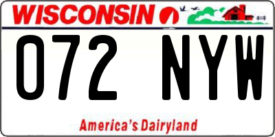 WI license plate 072NYW