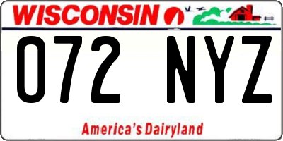 WI license plate 072NYZ