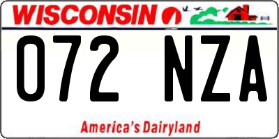 WI license plate 072NZA