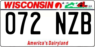 WI license plate 072NZB