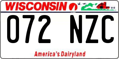 WI license plate 072NZC