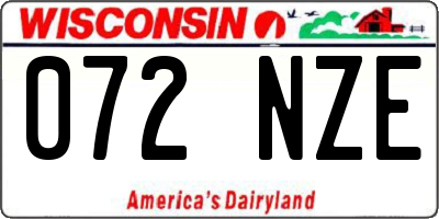 WI license plate 072NZE
