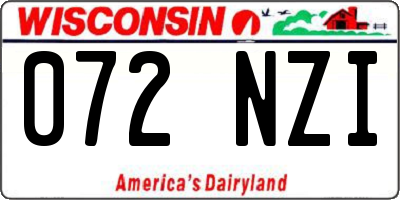 WI license plate 072NZI