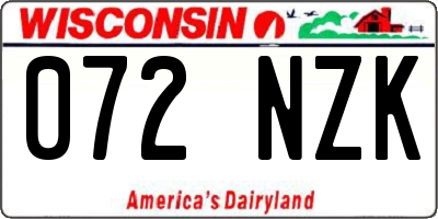 WI license plate 072NZK
