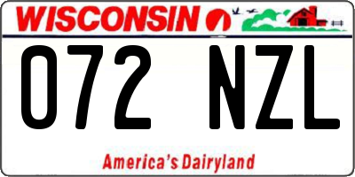 WI license plate 072NZL