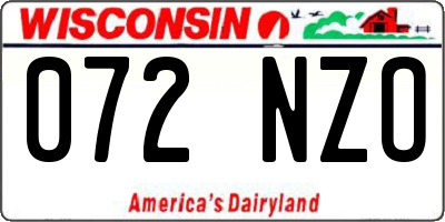 WI license plate 072NZO