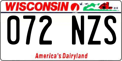 WI license plate 072NZS