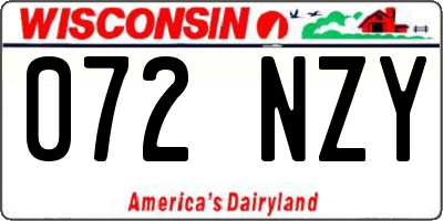 WI license plate 072NZY