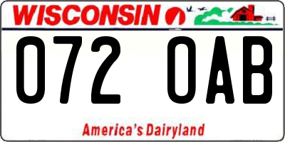 WI license plate 072OAB