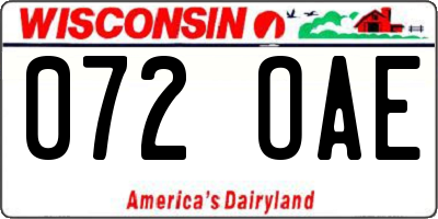 WI license plate 072OAE