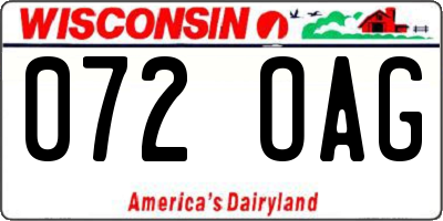WI license plate 072OAG