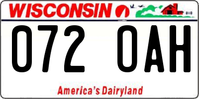 WI license plate 072OAH