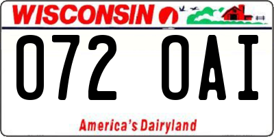 WI license plate 072OAI