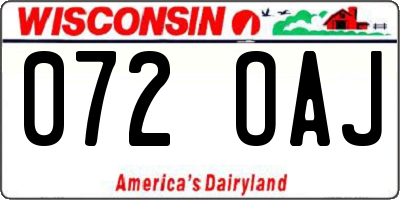 WI license plate 072OAJ