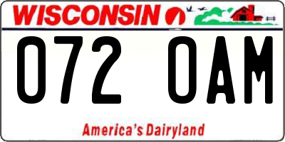 WI license plate 072OAM