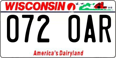 WI license plate 072OAR