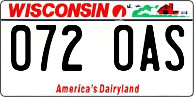 WI license plate 072OAS