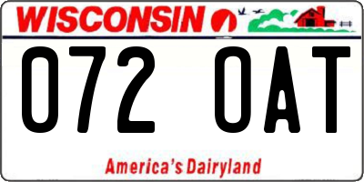 WI license plate 072OAT