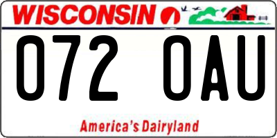 WI license plate 072OAU