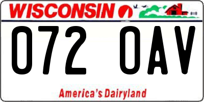 WI license plate 072OAV