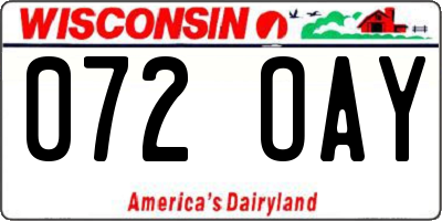 WI license plate 072OAY
