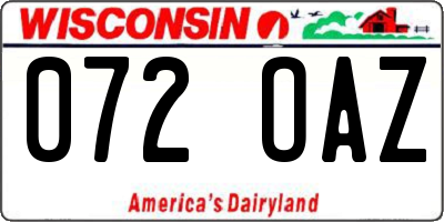 WI license plate 072OAZ