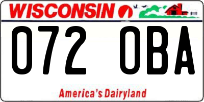 WI license plate 072OBA