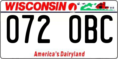 WI license plate 072OBC
