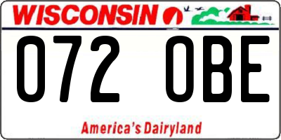 WI license plate 072OBE