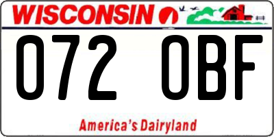 WI license plate 072OBF