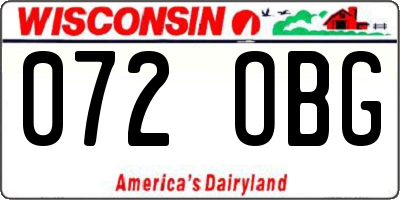 WI license plate 072OBG