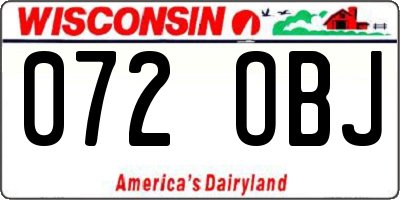 WI license plate 072OBJ